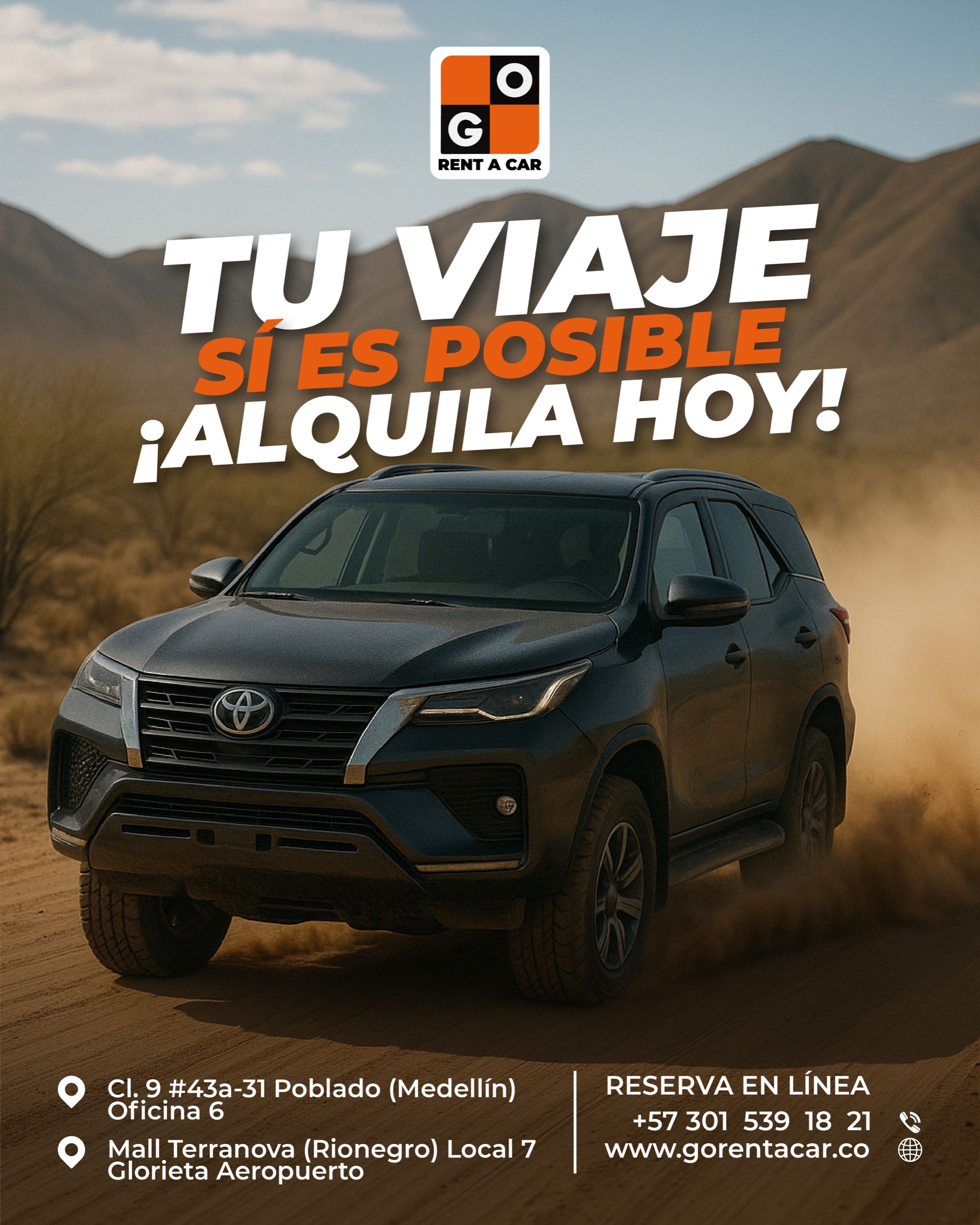 Rent a car Medellín y Rionegro