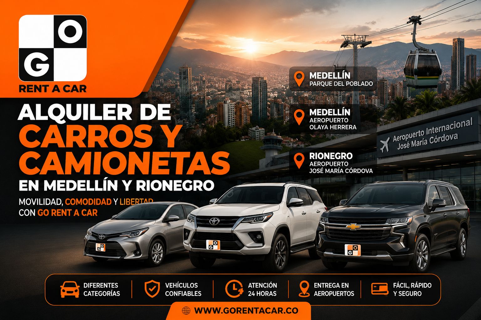 Alquiler de Carros y Camionetas en Medellín y Rionegro